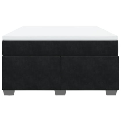 Boxspring met matras fluweel zwart 160x200 cm