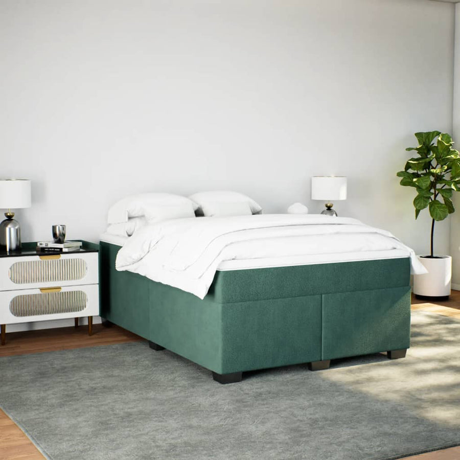 Boxspring met matras fluweel donkergroen 160x200 cm