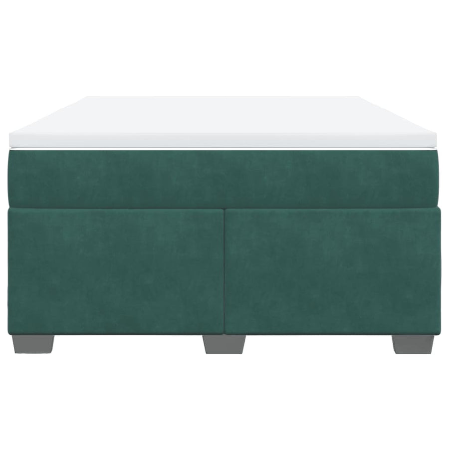Boxspring met matras fluweel donkergroen 160x200 cm