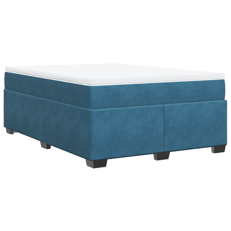 Boxspring met matras fluweel donkerblauw 160x200 cm