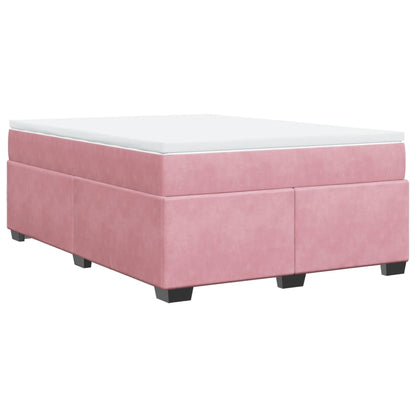 Boxspring met matras fluweel roze 160x200 cm