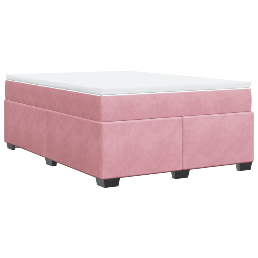 Boxspring met matras fluweel roze 160x200 cm