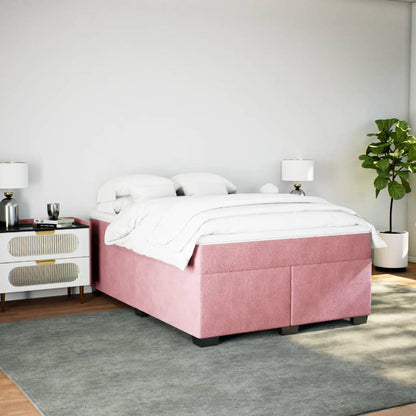 Boxspring met matras fluweel roze 160x200 cm