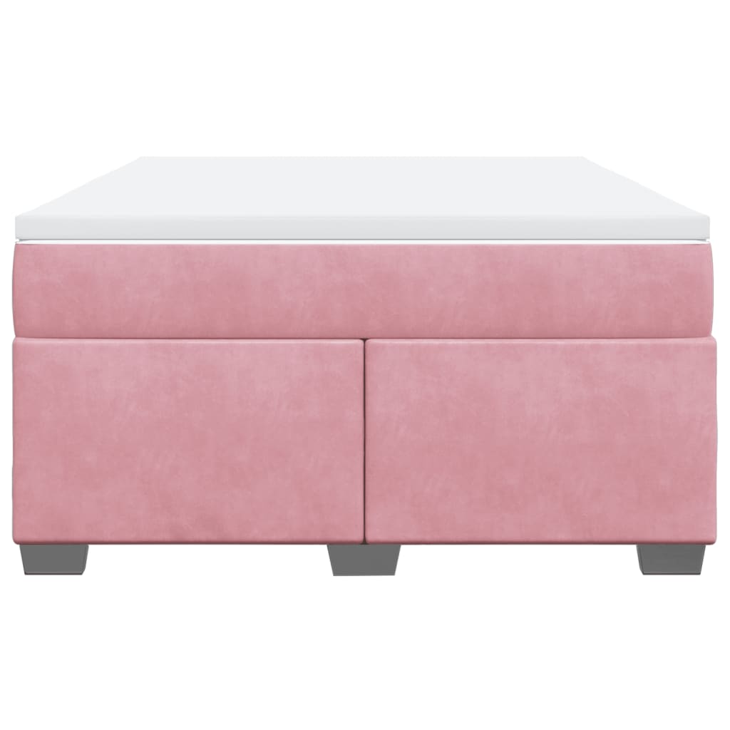 Boxspring met matras fluweel roze 160x200 cm