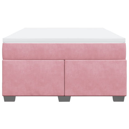 Boxspring met matras fluweel roze 160x200 cm