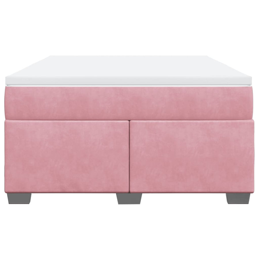 Boxspring met matras fluweel roze 160x200 cm
