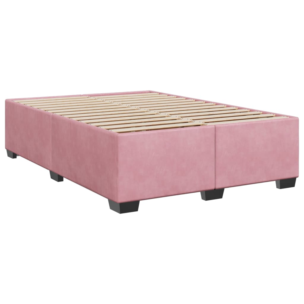 Boxspring met matras fluweel roze 160x200 cm