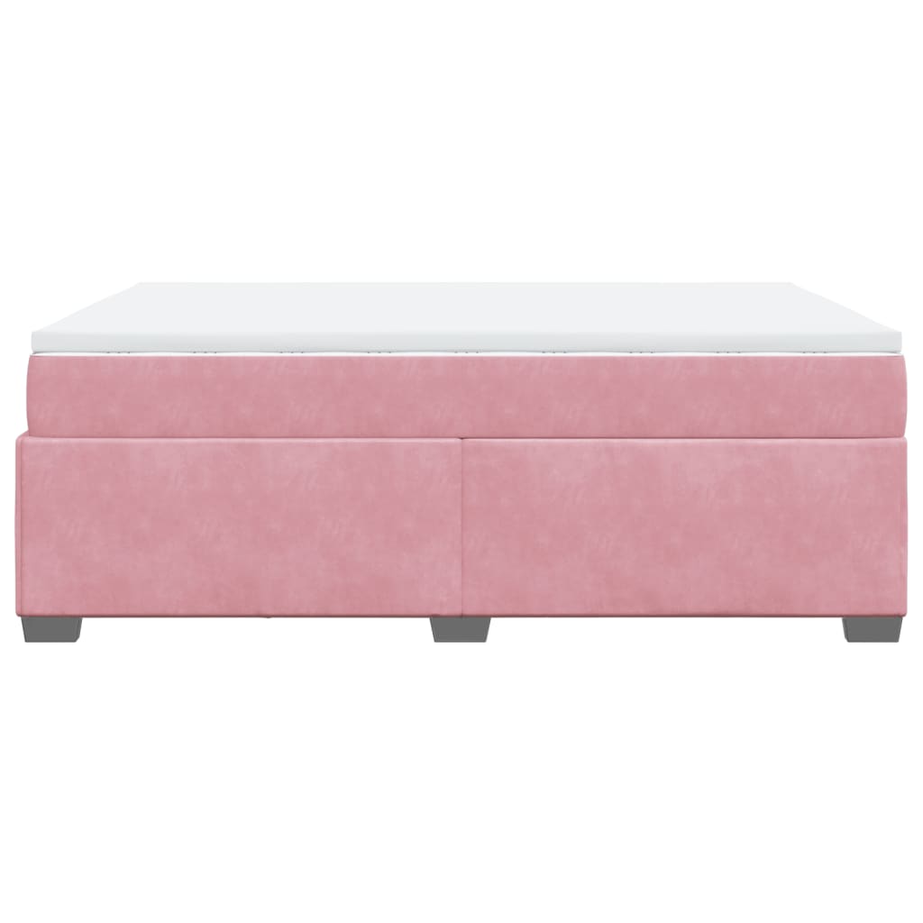 Boxspring met matras fluweel roze 160x200 cm