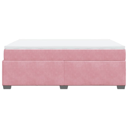 Boxspring met matras fluweel roze 160x200 cm