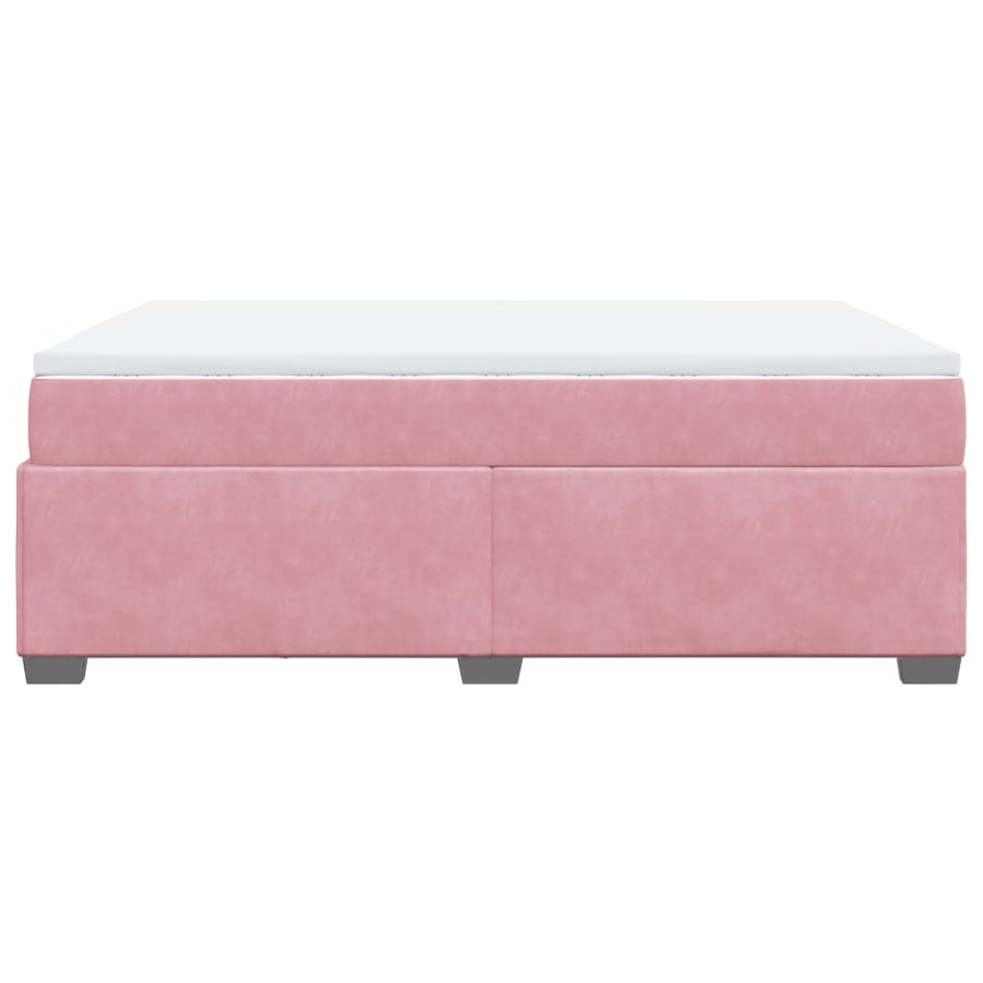Boxspring met matras fluweel roze 160x200 cm
