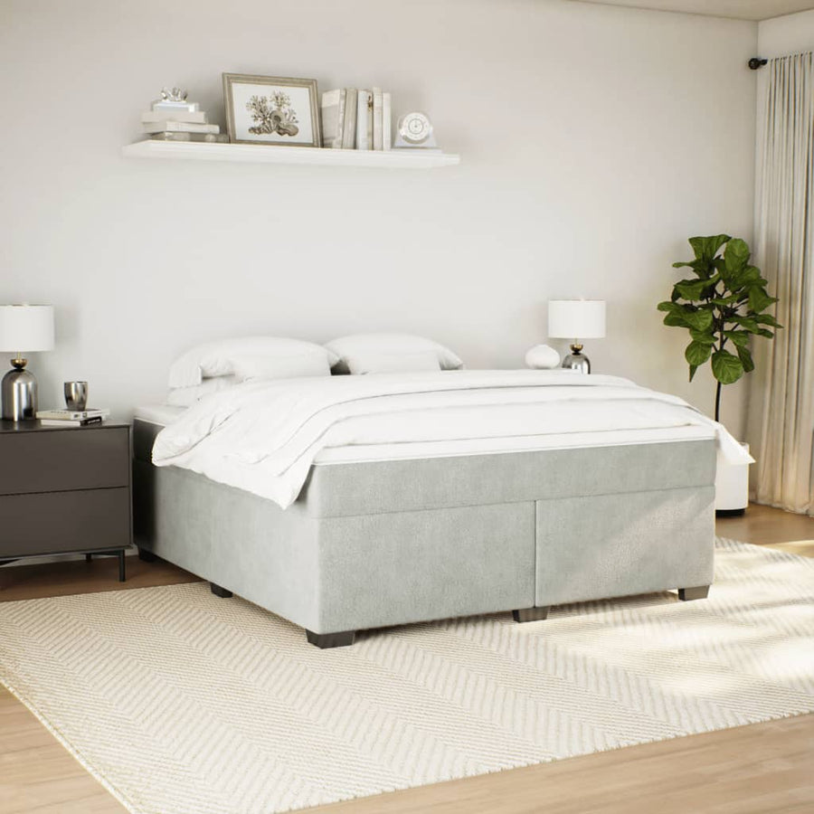 Boxspring met matras fluweel lichtgrijs 180x200 cm