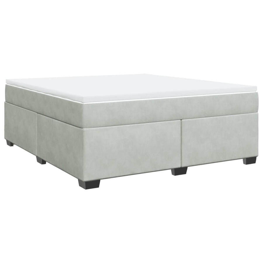 Boxspring met matras fluweel lichtgrijs 180x200 cm