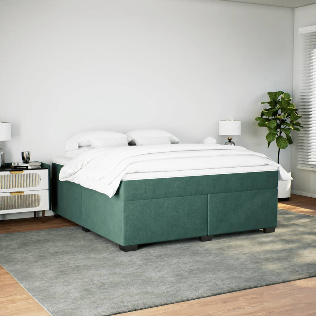 Boxspring met matras fluweel donkergroen 180x200 cm