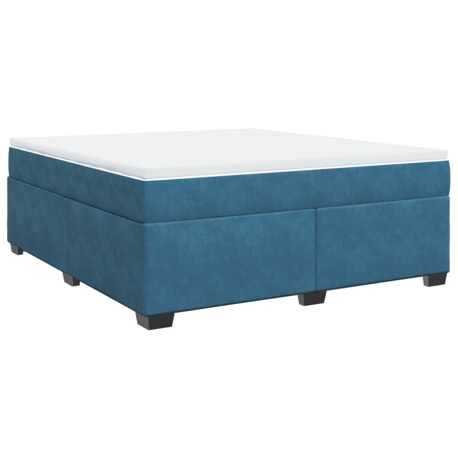 Boxspring met matras fluweel donkerblauw 180x200 cm