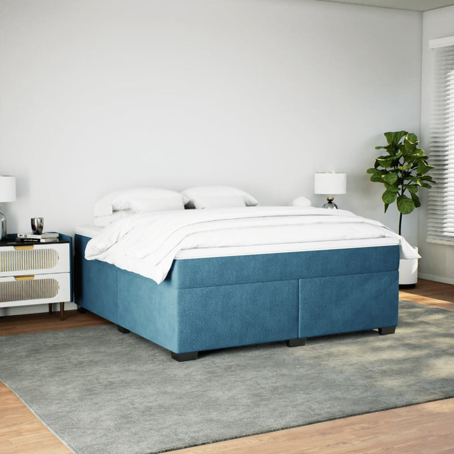 Boxspring met matras fluweel donkerblauw 180x200 cm