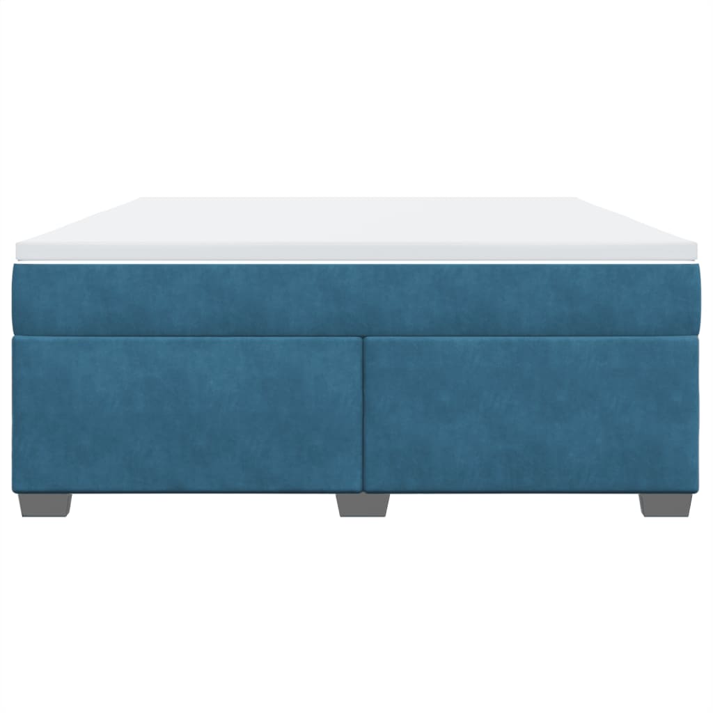 Boxspring met matras fluweel donkerblauw 180x200 cm
