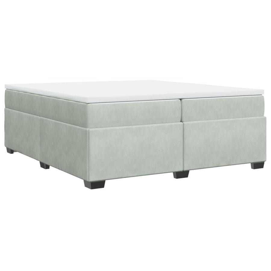 Boxspring met matras fluweel lichtgrijs 200x200 cm