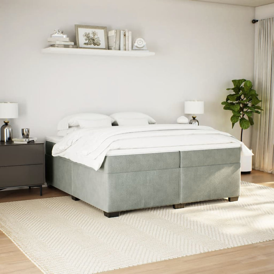 Boxspring met matras fluweel lichtgrijs 200x200 cm
