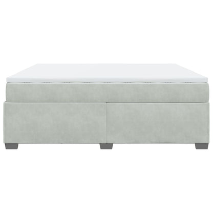 Boxspring met matras fluweel lichtgrijs 200x200 cm