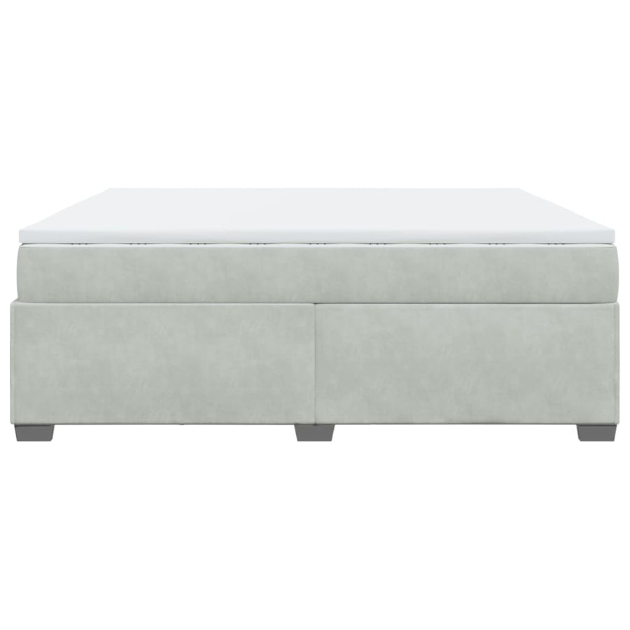 Boxspring met matras fluweel lichtgrijs 200x200 cm
