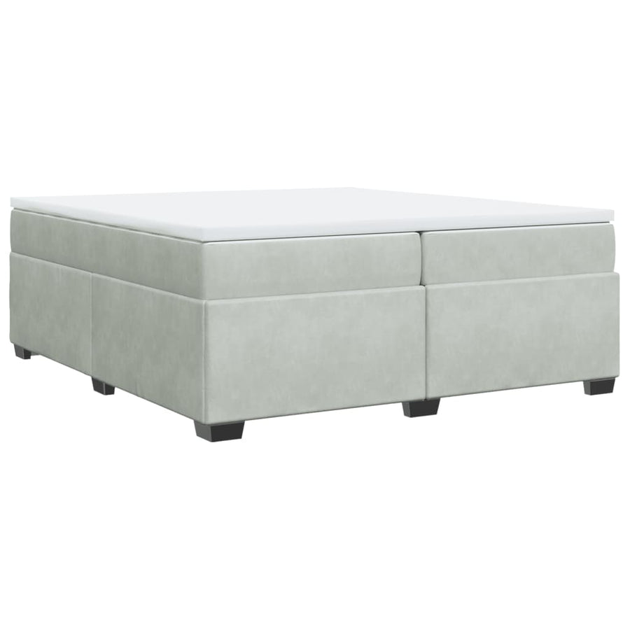 Boxspring met matras fluweel lichtgrijs 200x200 cm