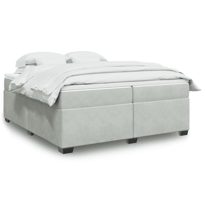 Boxspring met matras fluweel lichtgrijs 200x200 cm