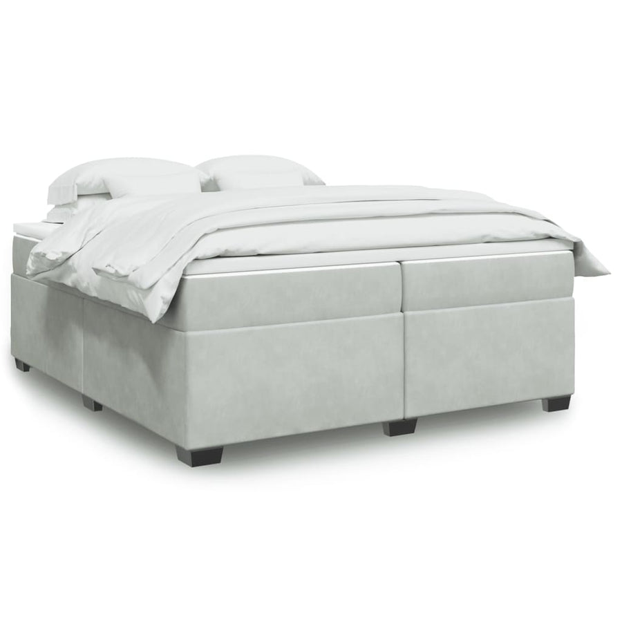 Boxspring met matras fluweel lichtgrijs 200x200 cm
