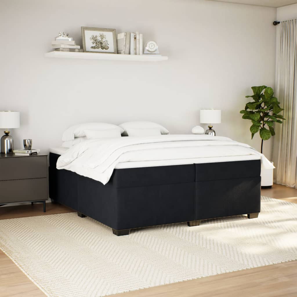 Boxspring met matras fluweel zwart 200x200 cm