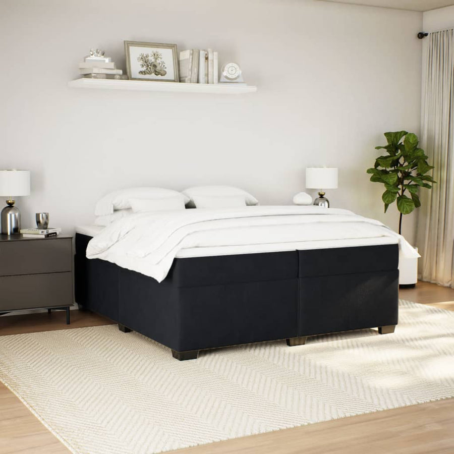 Boxspring met matras fluweel zwart 200x200 cm