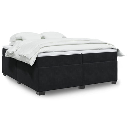 Boxspring met matras fluweel zwart 200x200 cm