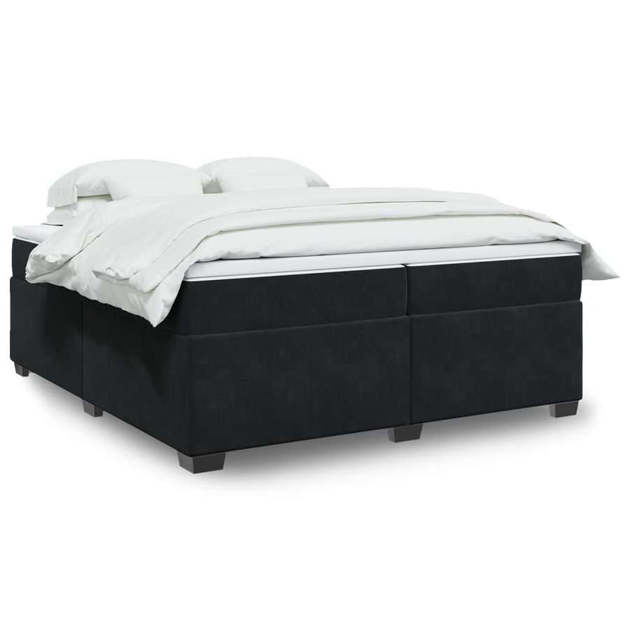 Boxspring met matras fluweel zwart 200x200 cm