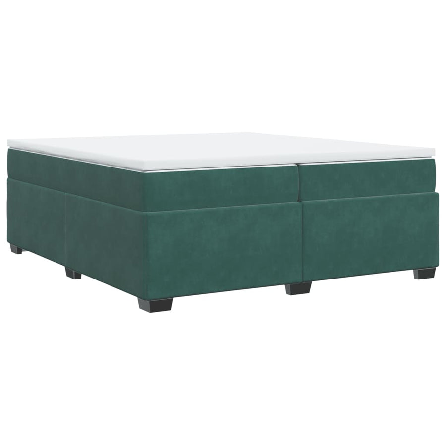 Boxspring met matras fluweel donkergroen 200x200 cm