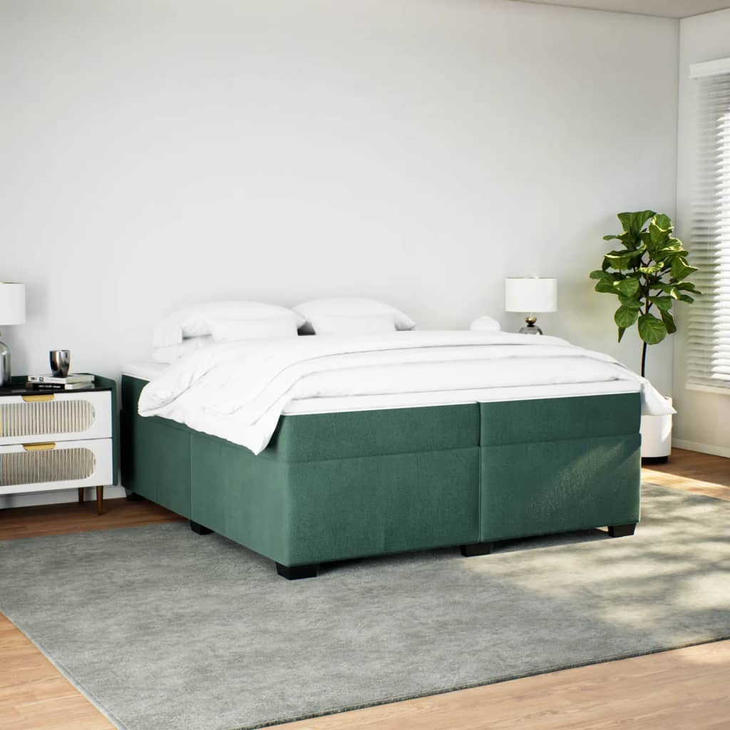 Boxspring met matras fluweel donkergroen 200x200 cm
