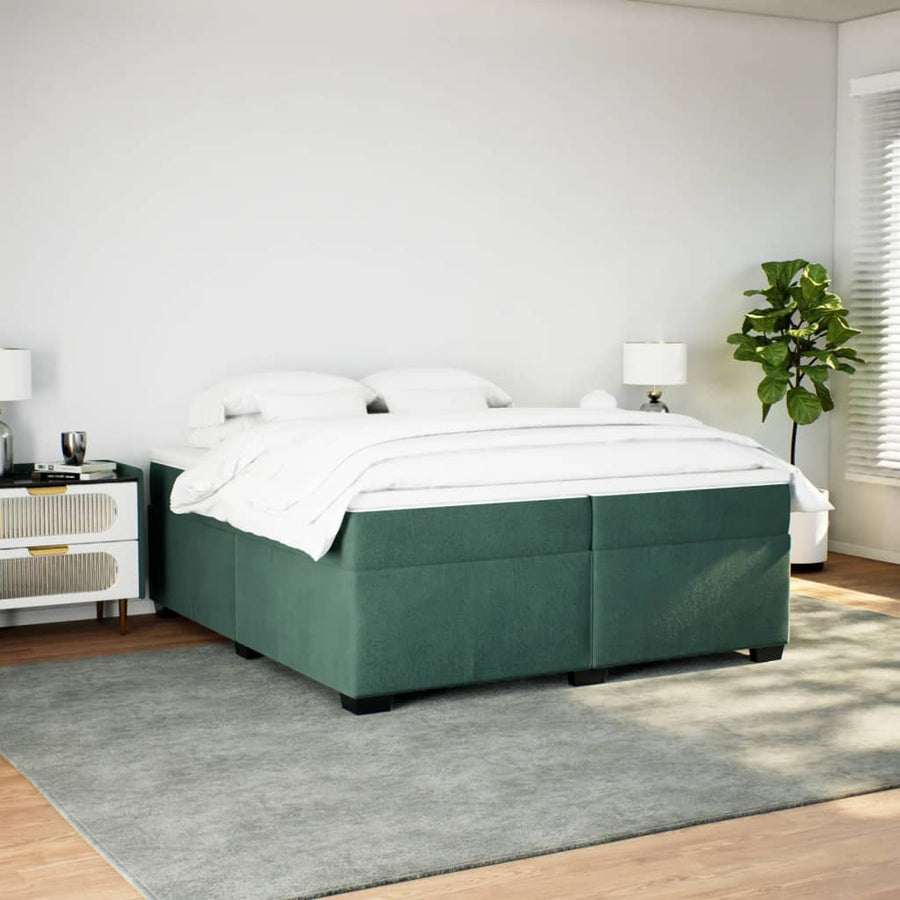 Boxspring met matras fluweel donkergroen 200x200 cm
