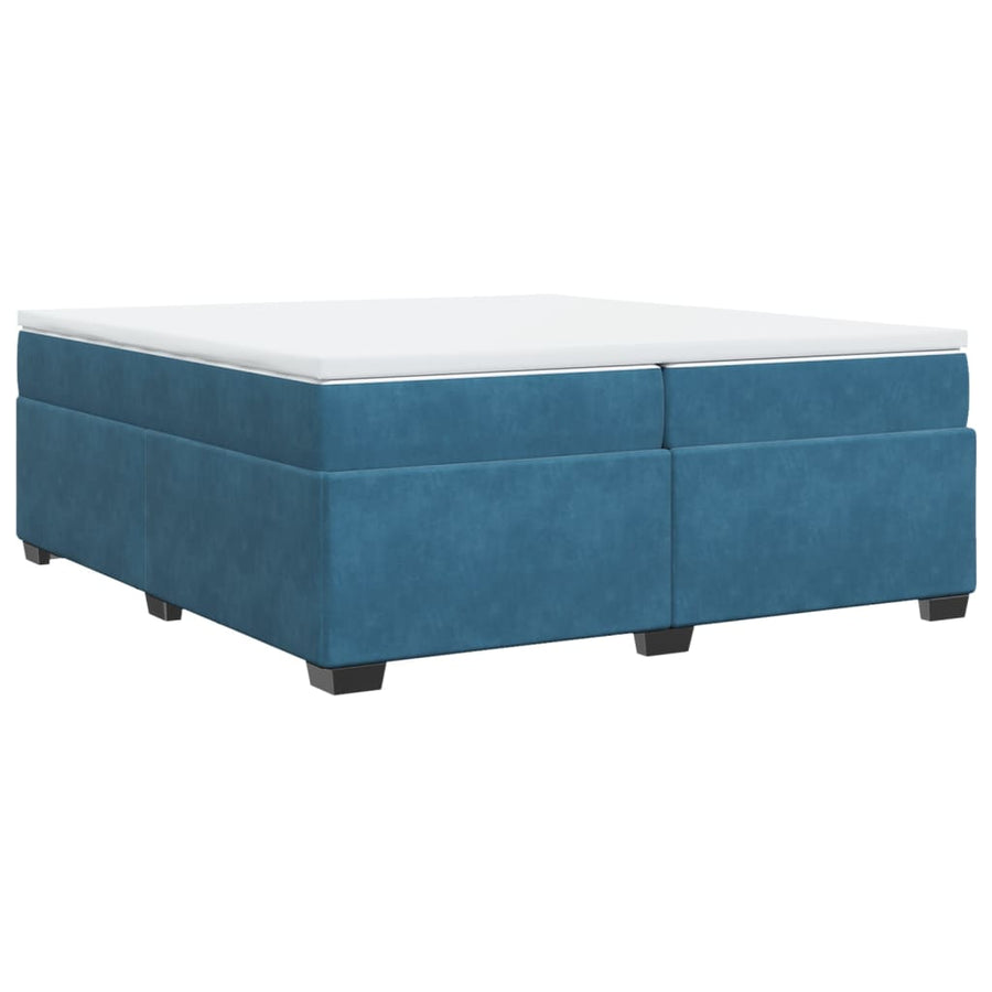 Boxspring met matras fluweel donkerblauw 200x200 cm