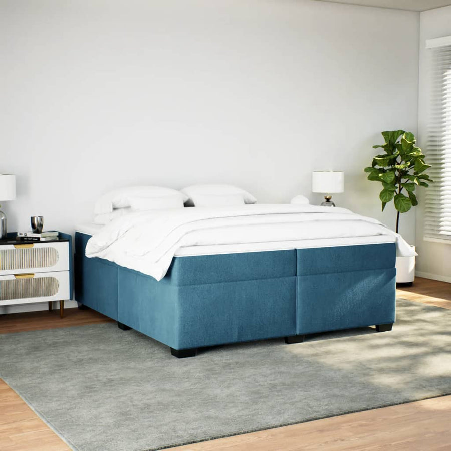 Boxspring met matras fluweel donkerblauw 200x200 cm