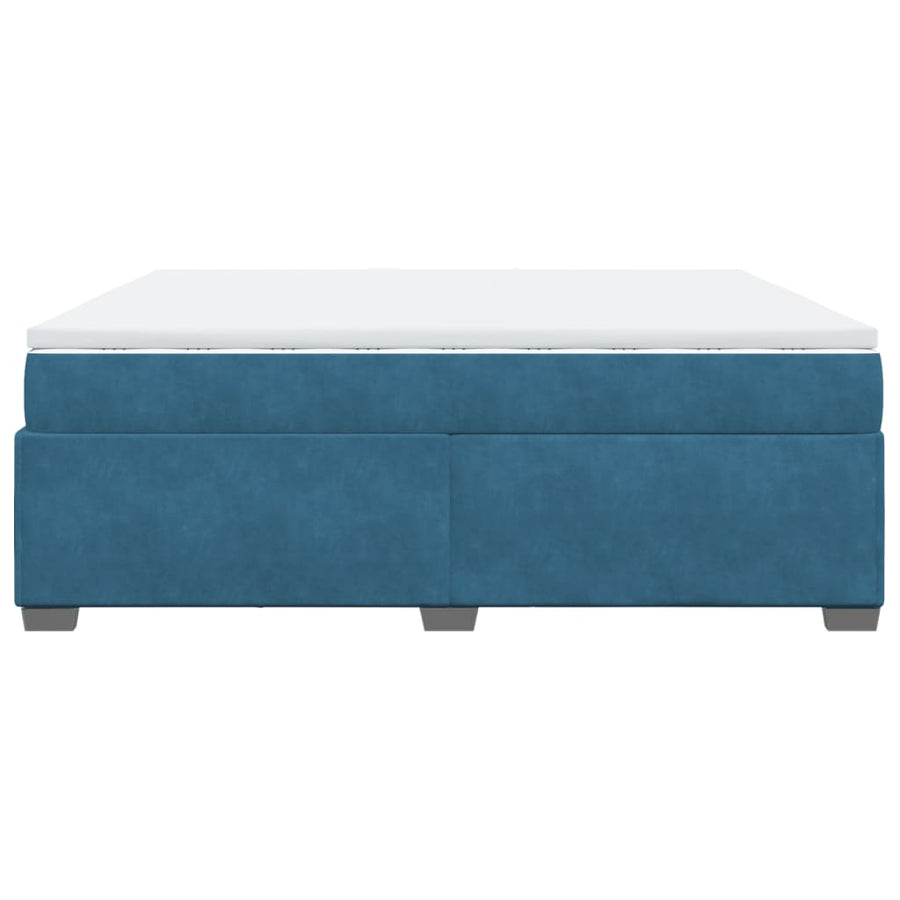 Boxspring met matras fluweel donkerblauw 200x200 cm
