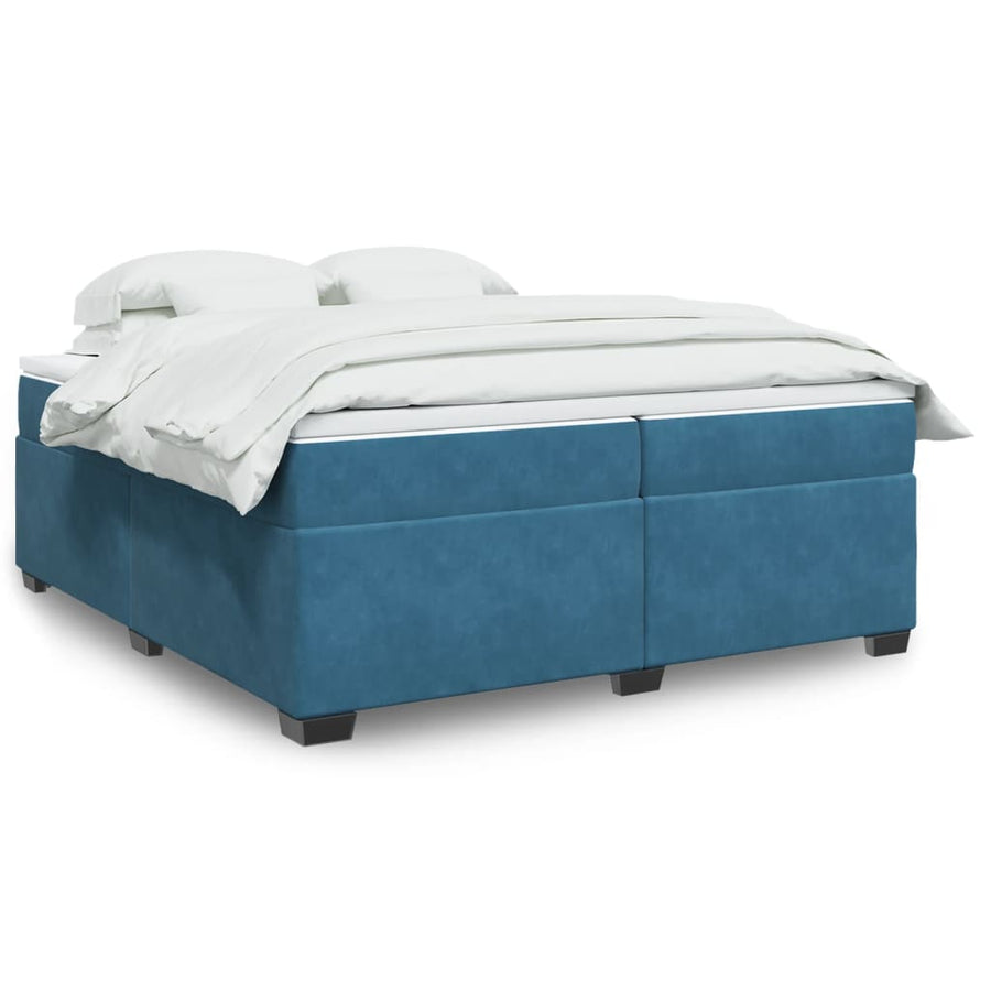 Boxspring met matras fluweel donkerblauw 200x200 cm