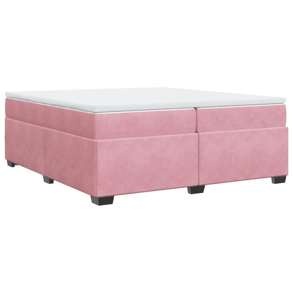 Boxspring met matras fluweel roze 200x200 cm