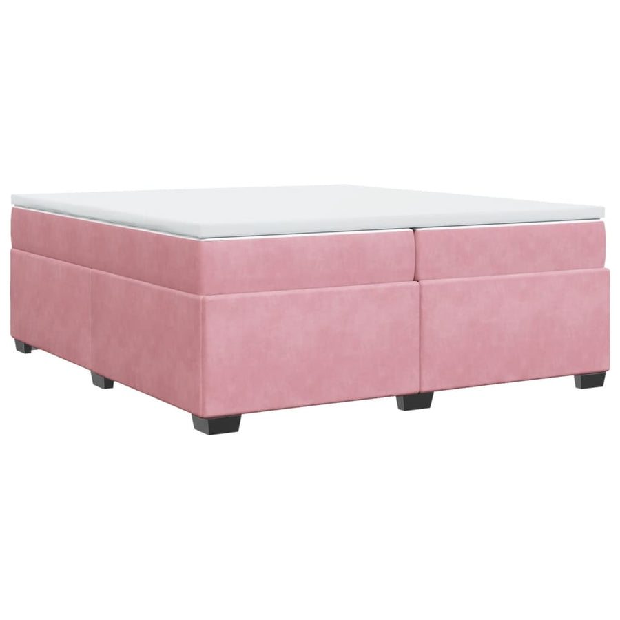 Boxspring met matras fluweel roze 200x200 cm