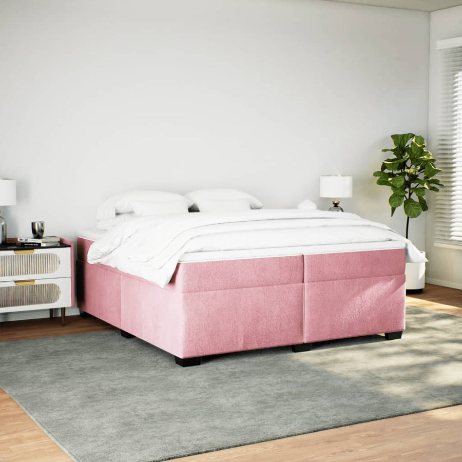 Boxspring met matras fluweel roze 200x200 cm