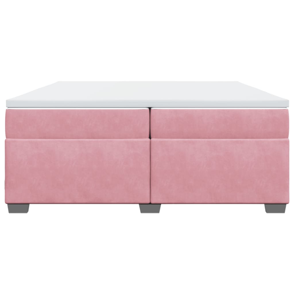 Boxspring met matras fluweel roze 200x200 cm