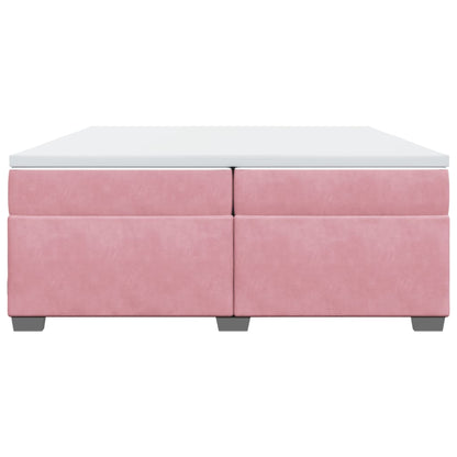Boxspring met matras fluweel roze 200x200 cm
