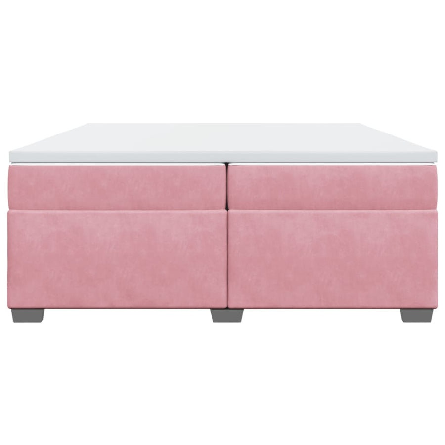 Boxspring met matras fluweel roze 200x200 cm