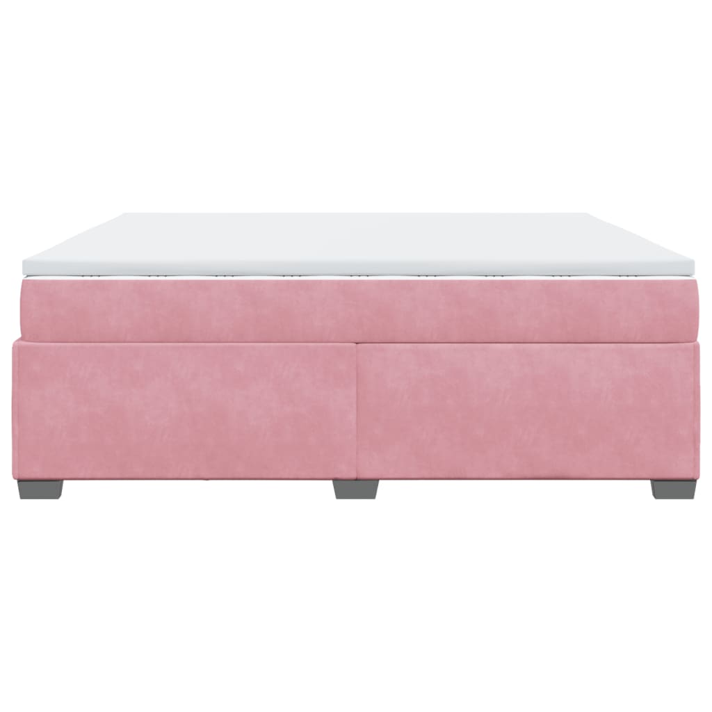 Boxspring met matras fluweel roze 200x200 cm