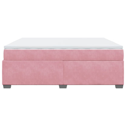 Boxspring met matras fluweel roze 200x200 cm
