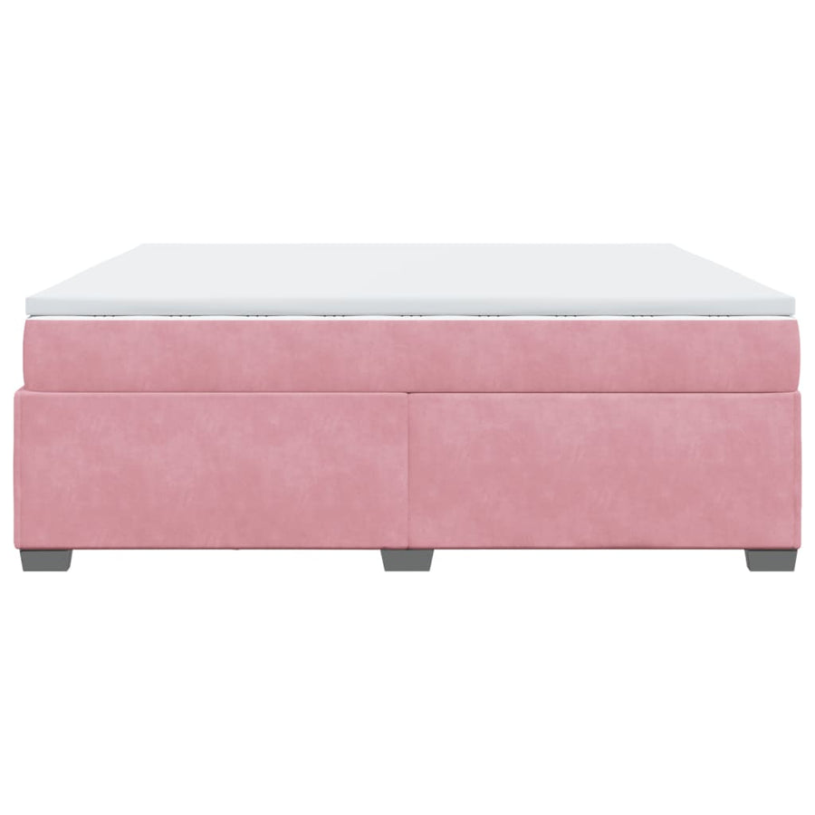 Boxspring met matras fluweel roze 200x200 cm