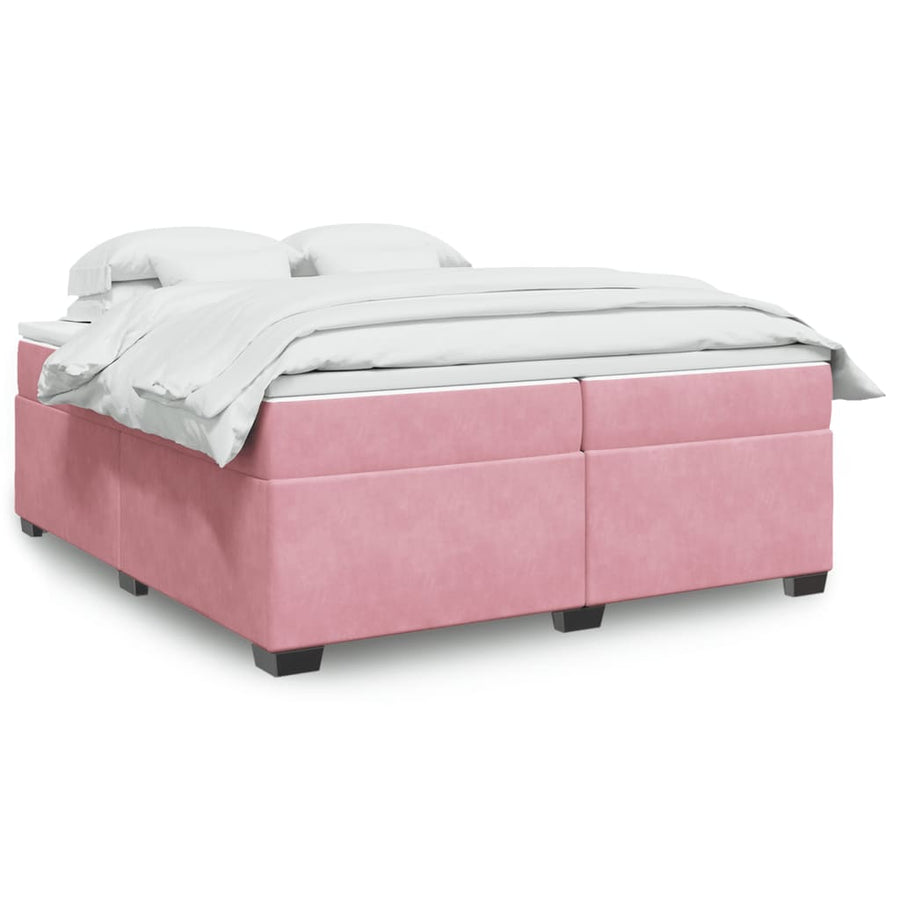 Boxspring met matras fluweel roze 200x200 cm