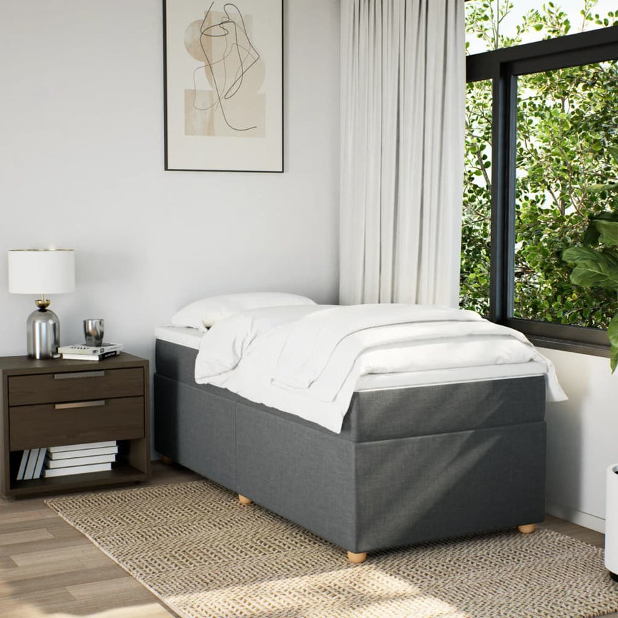Boxspring met matras stof donkergrijs 80x200 cm