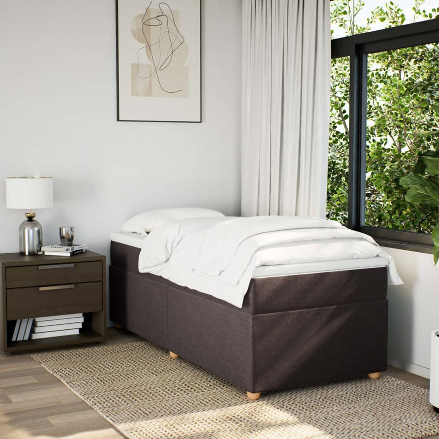 Boxspring met matras stof donkerbruin 80x200 cm
